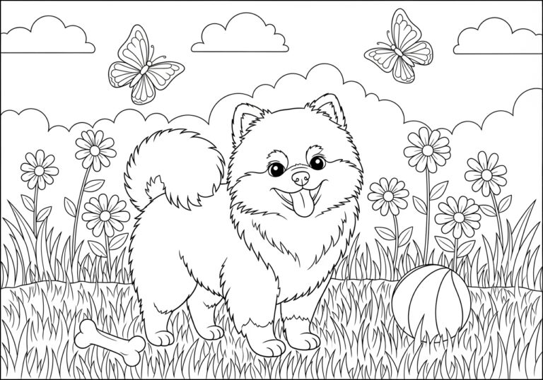Pomeranian Dog Coloring Page