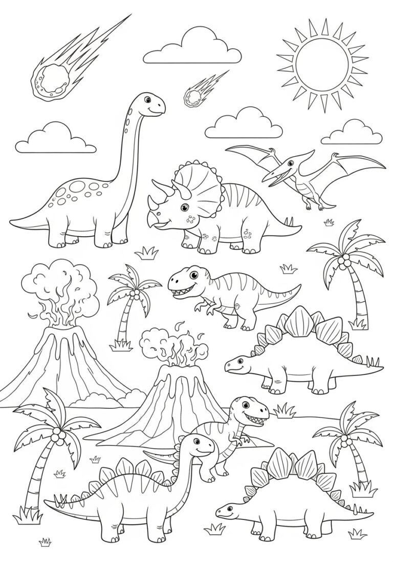 Pre K Dinosaur Coloring Page