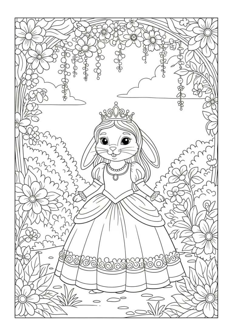 Princess Bunny Coloring Page