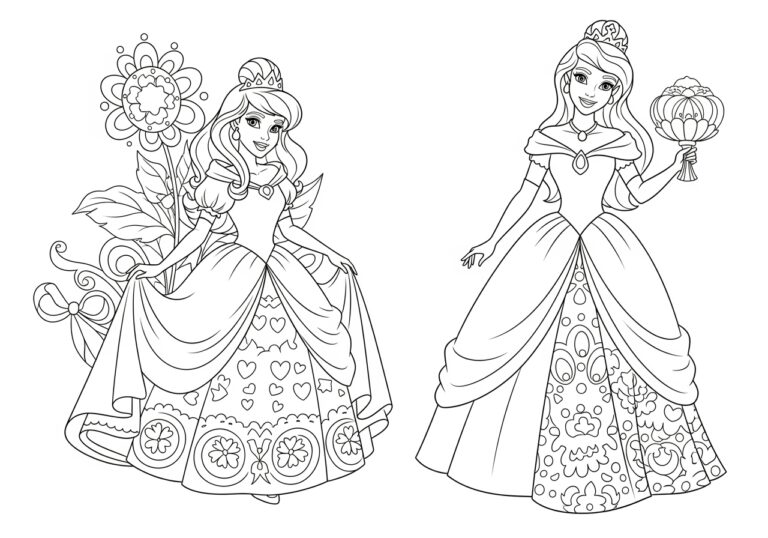 Princess Cartoon Image for Colouring