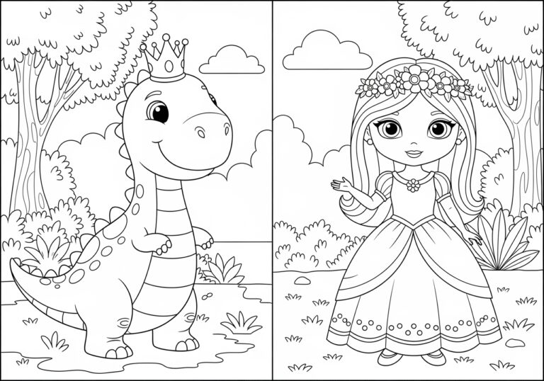 Princess Dinosaur Picture to Print Out and Color