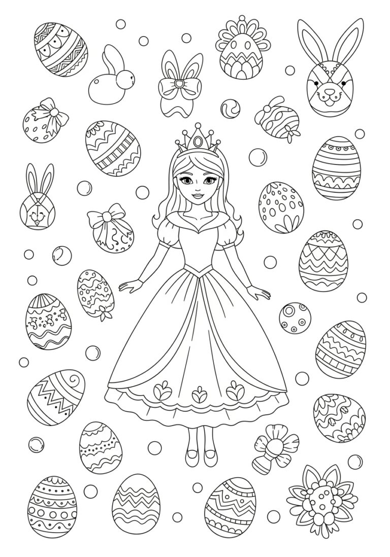 Princess Easter Coloring Page