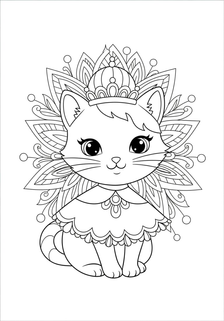 Princess Kitty Coloring Page