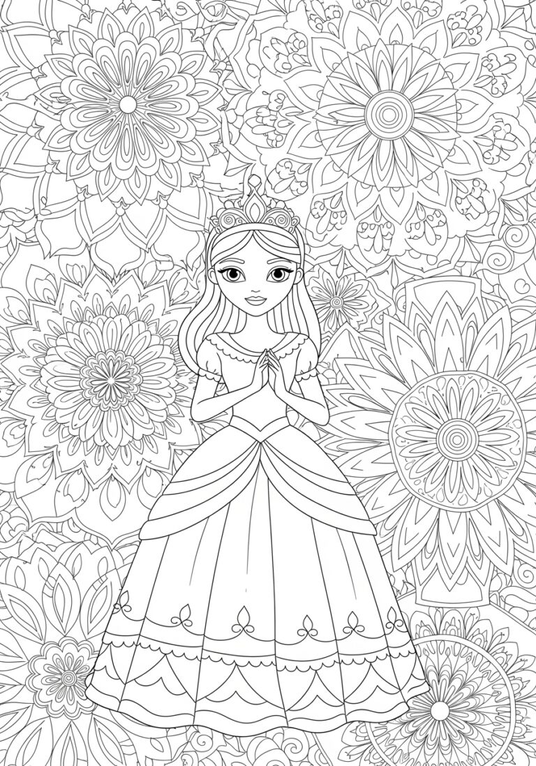 Princess Mandala Coloring Page
