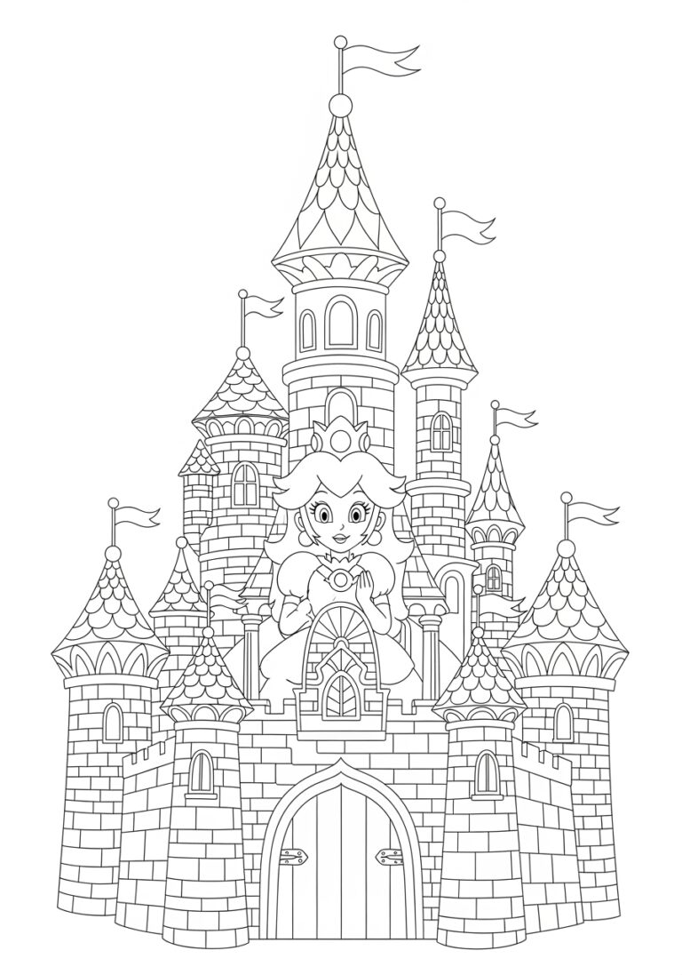 Princess Peach Castle Coloring Page