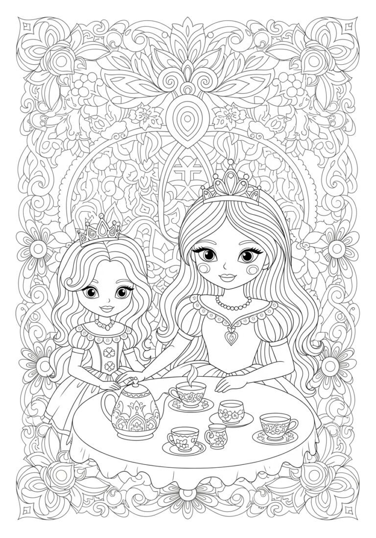 Princess Tea Party Coloring Page