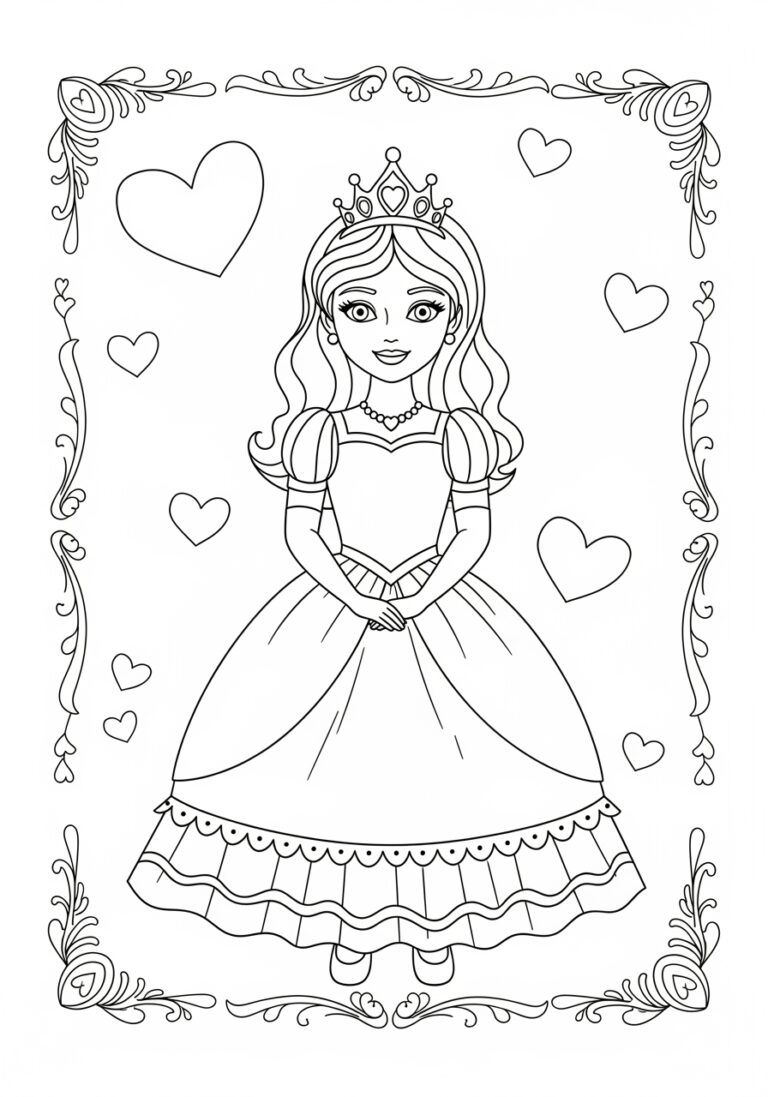 Princess Valentine’s Day Coloring Page
