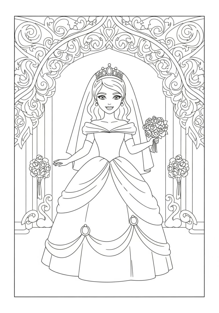 Princess Wedding Coloring Page