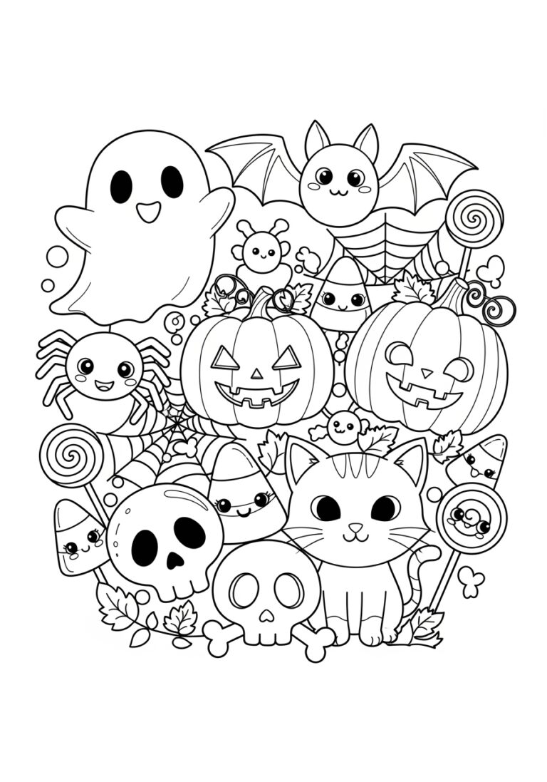 Printable Cute Halloween Coloring Page