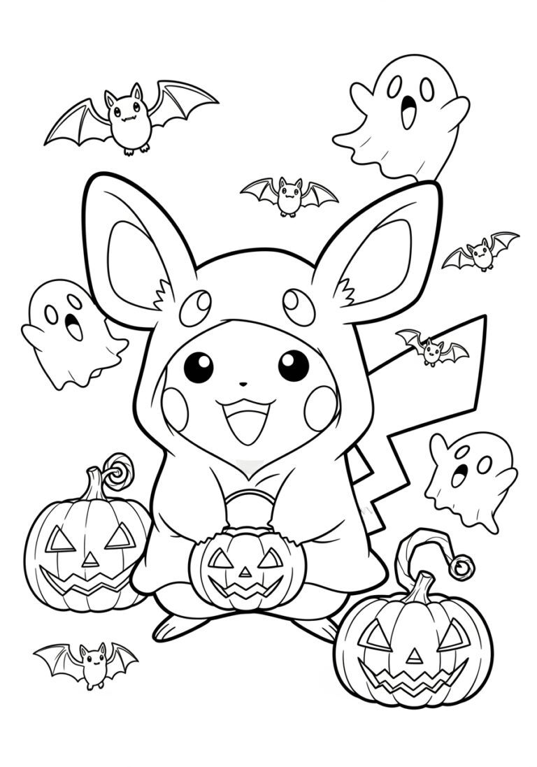 Printable Pokémon Halloween Coloring Page