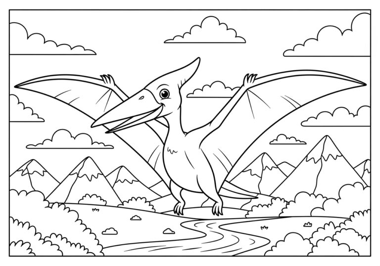 Pteranodon Coloring Page to Print and Color