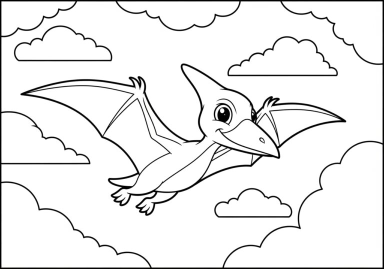 Pterodactyl Coloring Page to Print Out and Color