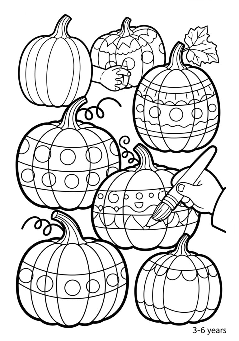 Pumpkin Decorating Coloring Page