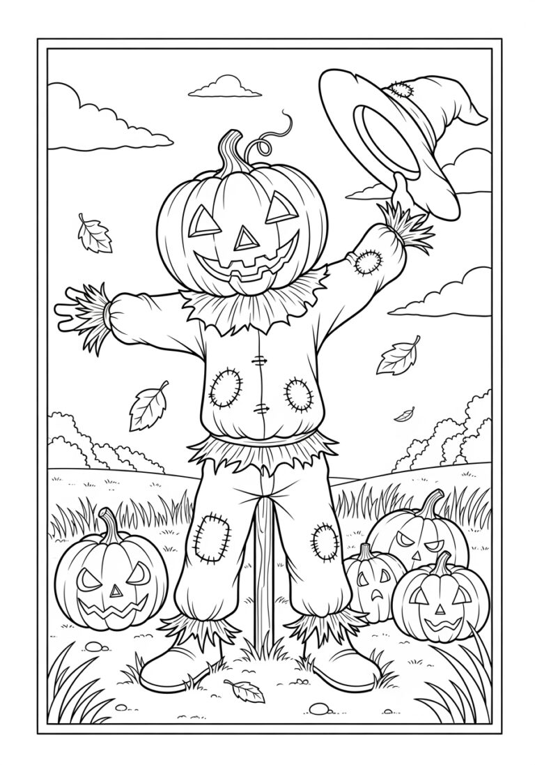 Pumpkin Head Coloring Page to Print Out and Color