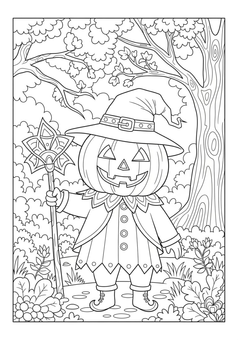 Pumpkin Man Coloring Page to Print Out and Color