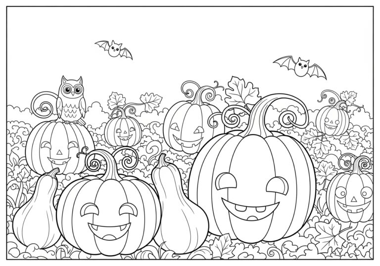 Pumpkin Patch Color Page to Print Out and Color