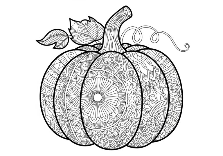 Pumpkin Zentangle Coloring Page to Print and Color
