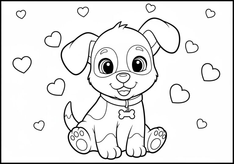 Puppy Colour Drawing to Print Out and Color