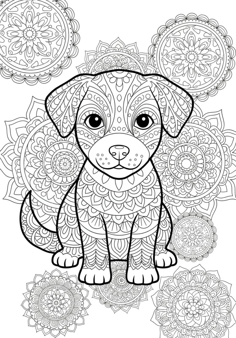 Puppy Mandala Coloring Page