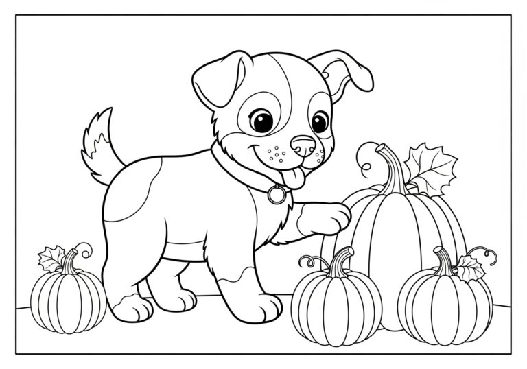 Puppy Pumpkin Coloring Page