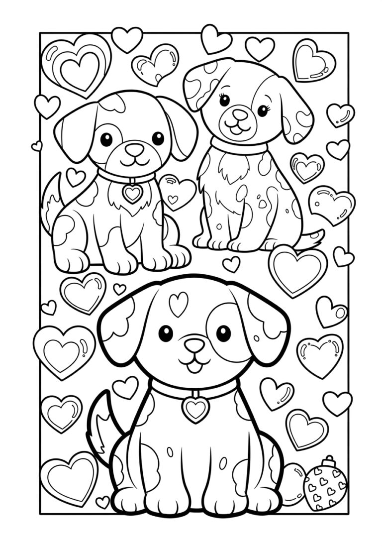 Puppy Valentine Coloring Page