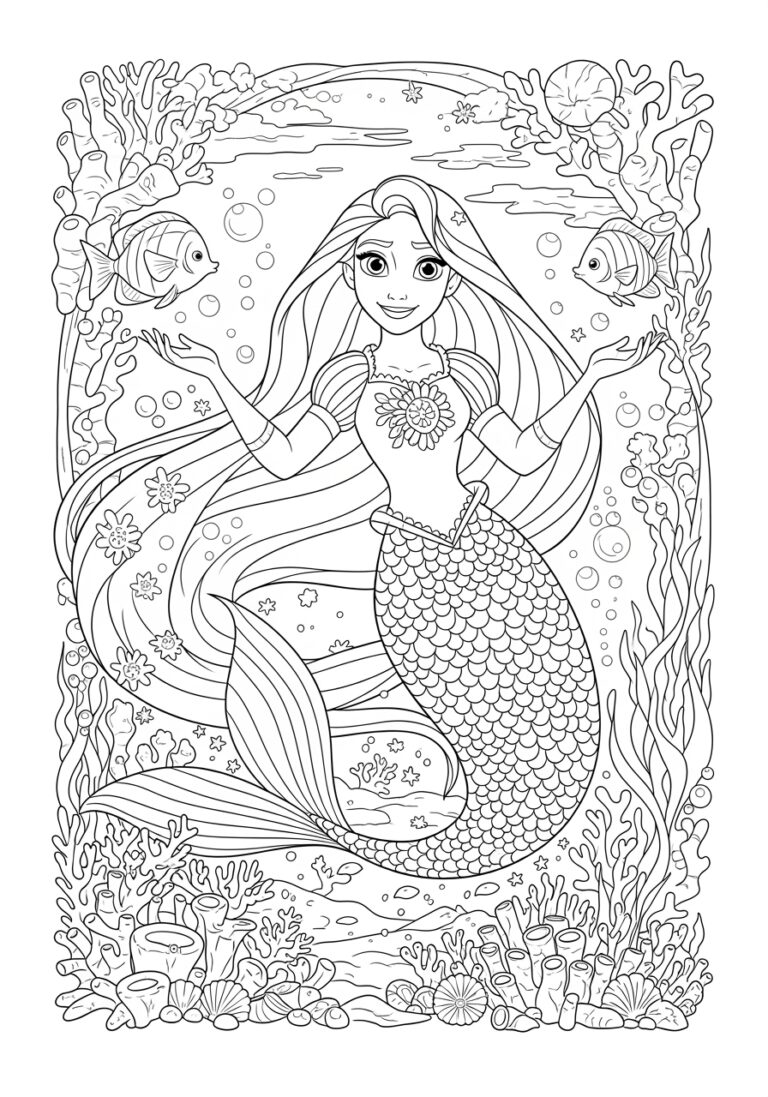 Rapunzel Mermaid Coloring Page