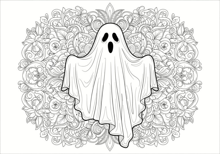 Realistic Classic Bedsheet Ghost Shading Practice Coloring Page