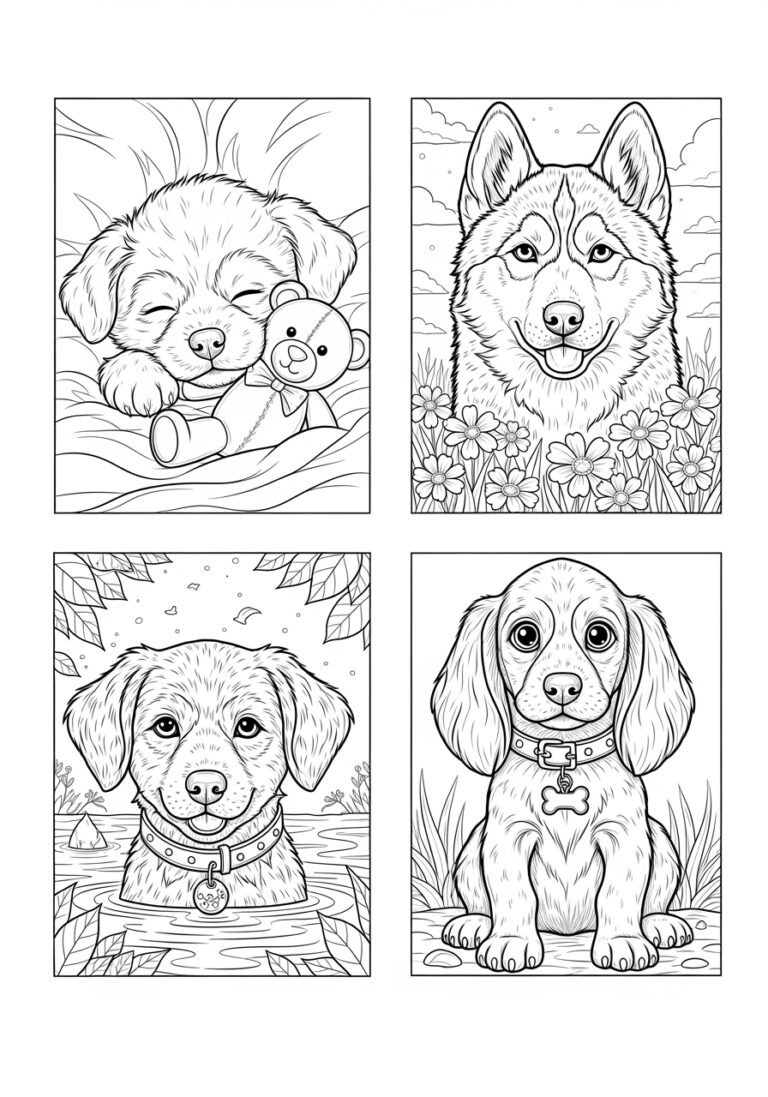 Realistic Cute Dog Coloring Page