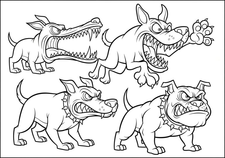 Scary Cartoon Dog Coloring Page
