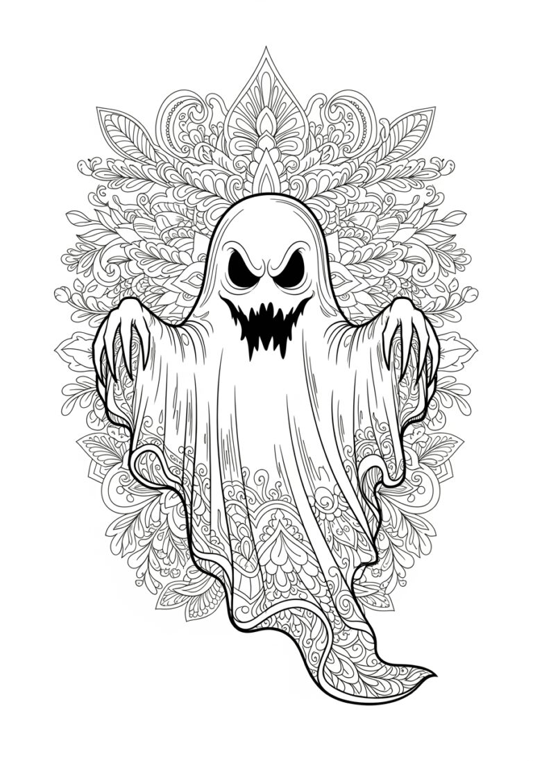 Scary Ghost Coloring Page for Teens