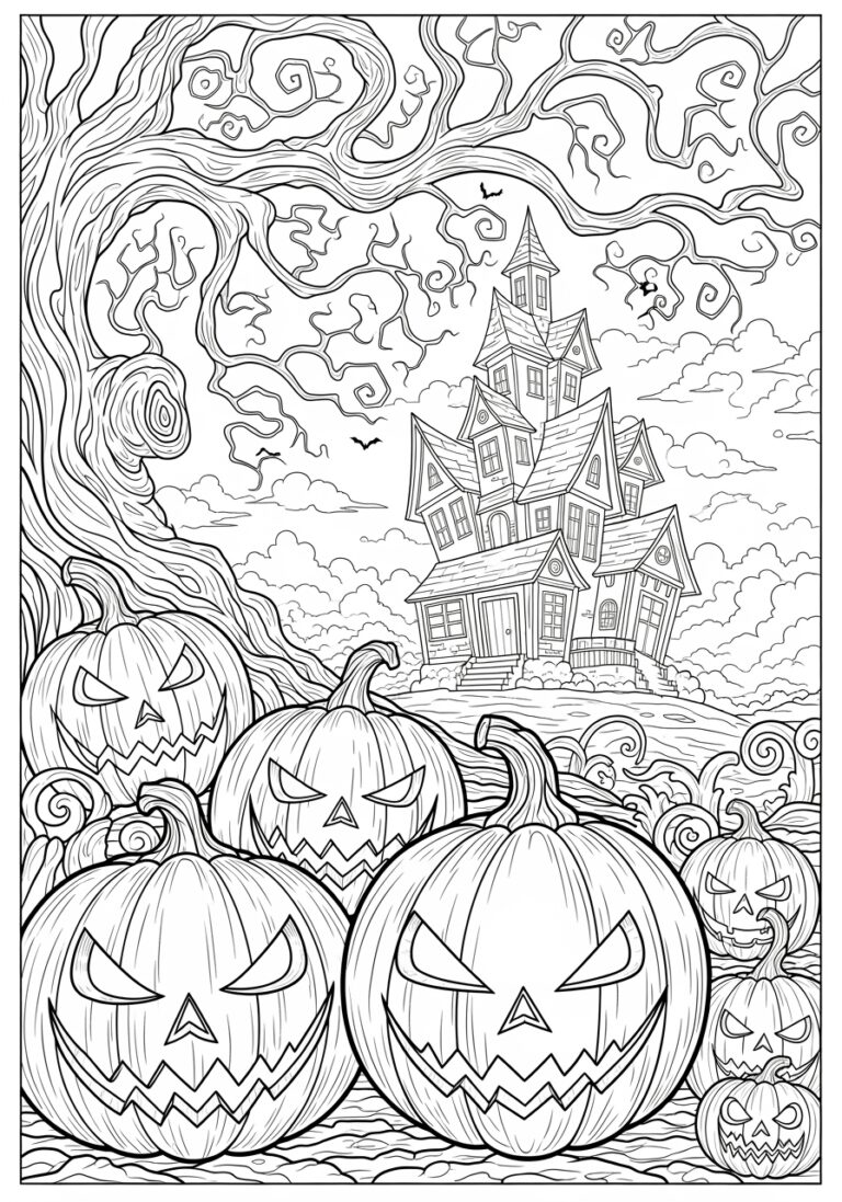 Scary Halloween Coloring Page for Adults