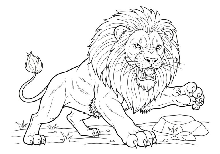 Scary Lion Coloring Page
