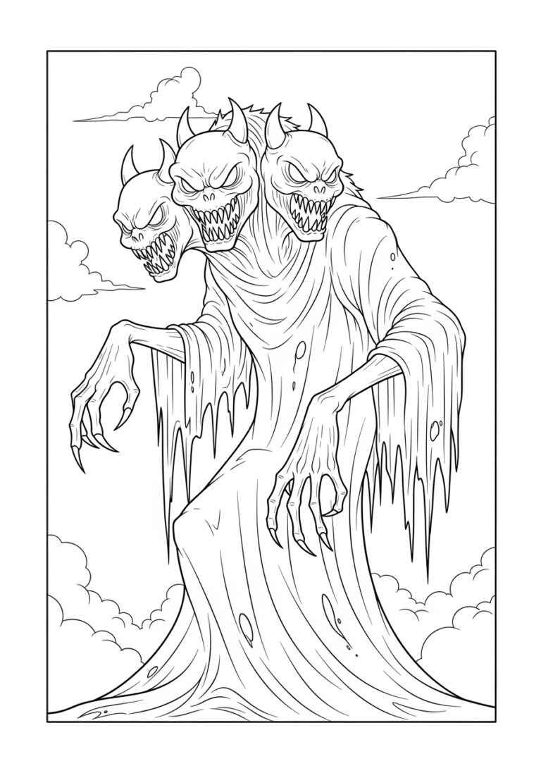 Scary Monster Colouring Page