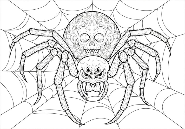 Scary Spider Coloring Page to Print Out and Color