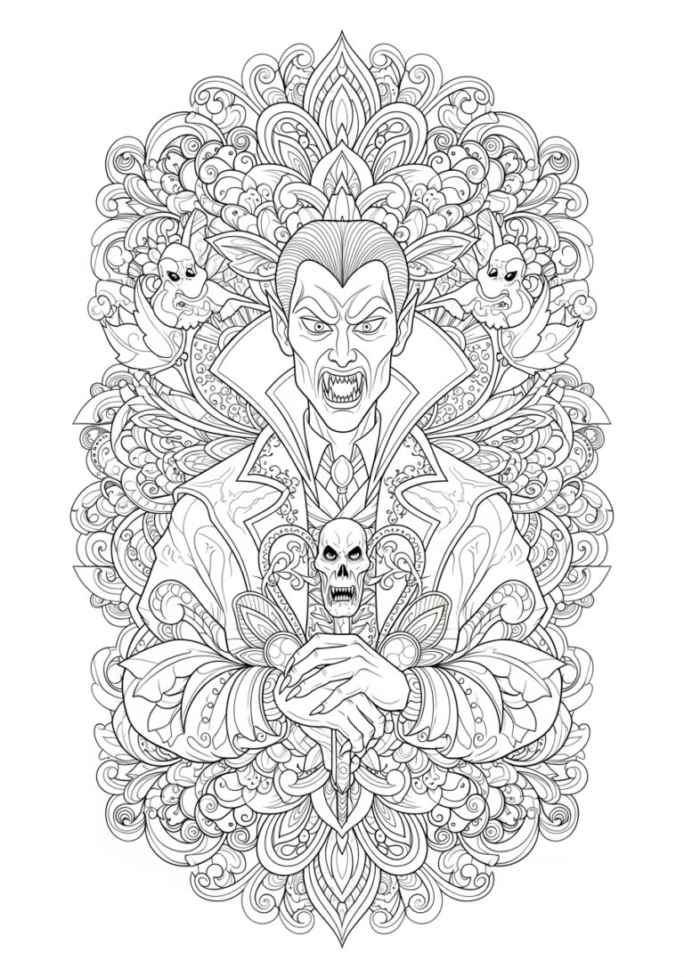 Scary Vampire Coloring Page to Print Out and Color