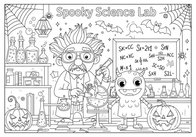 Science Halloween Coloring Page