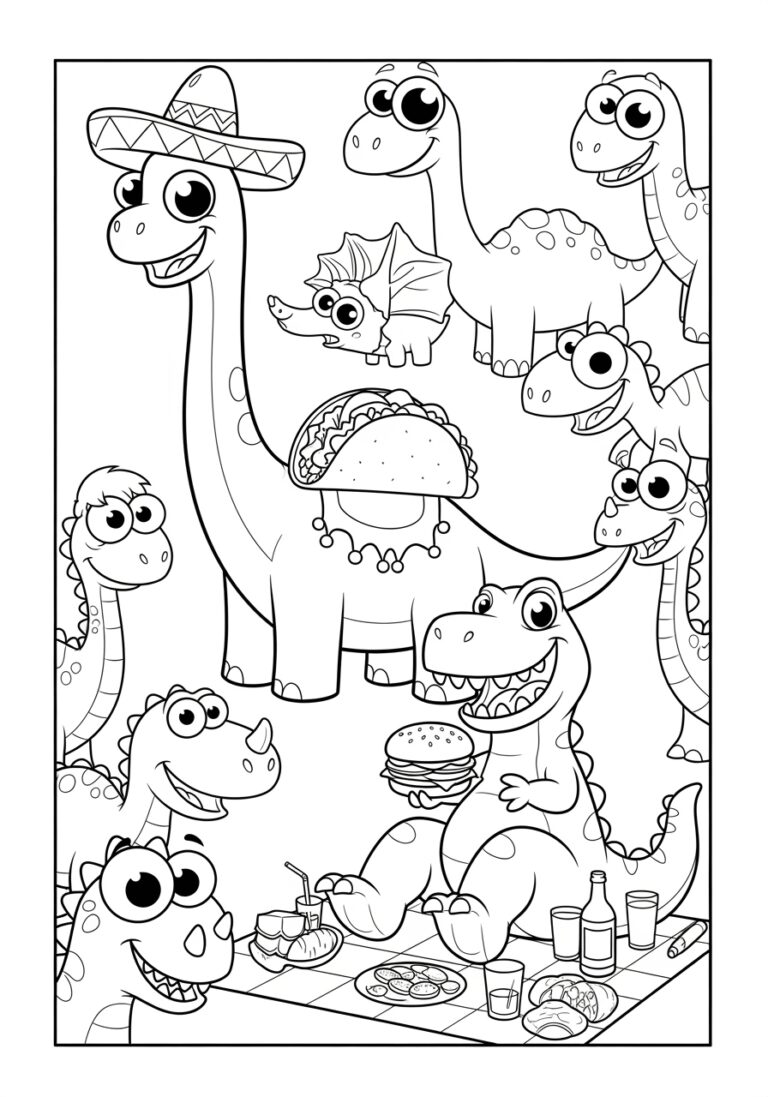 Silly Dinosaur Coloring Page to Print Out and Enjoy