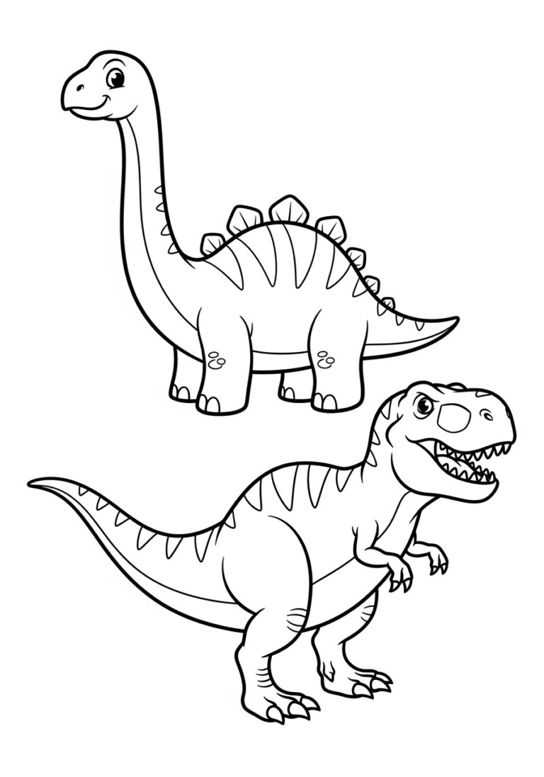 Simple Dinosaur Coloring Page to Print and Enjoy