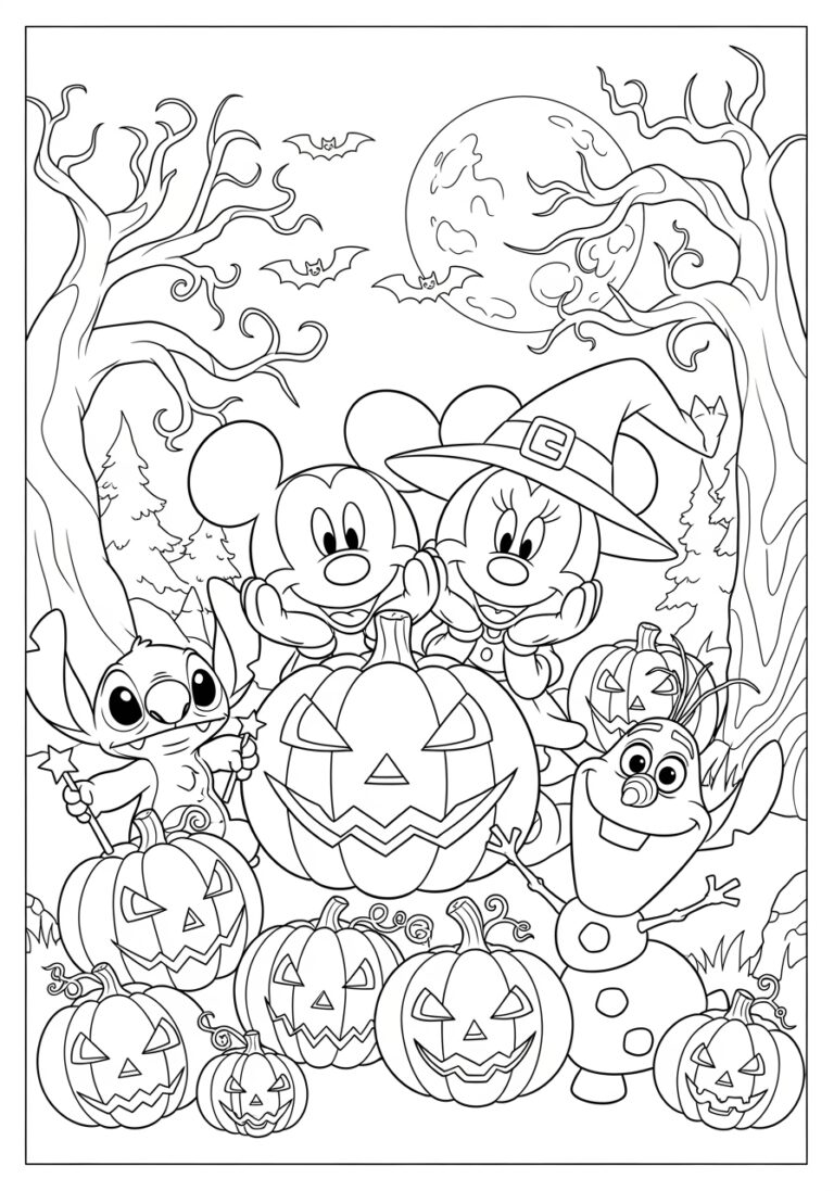 Simple Disney Halloween Coloring Page