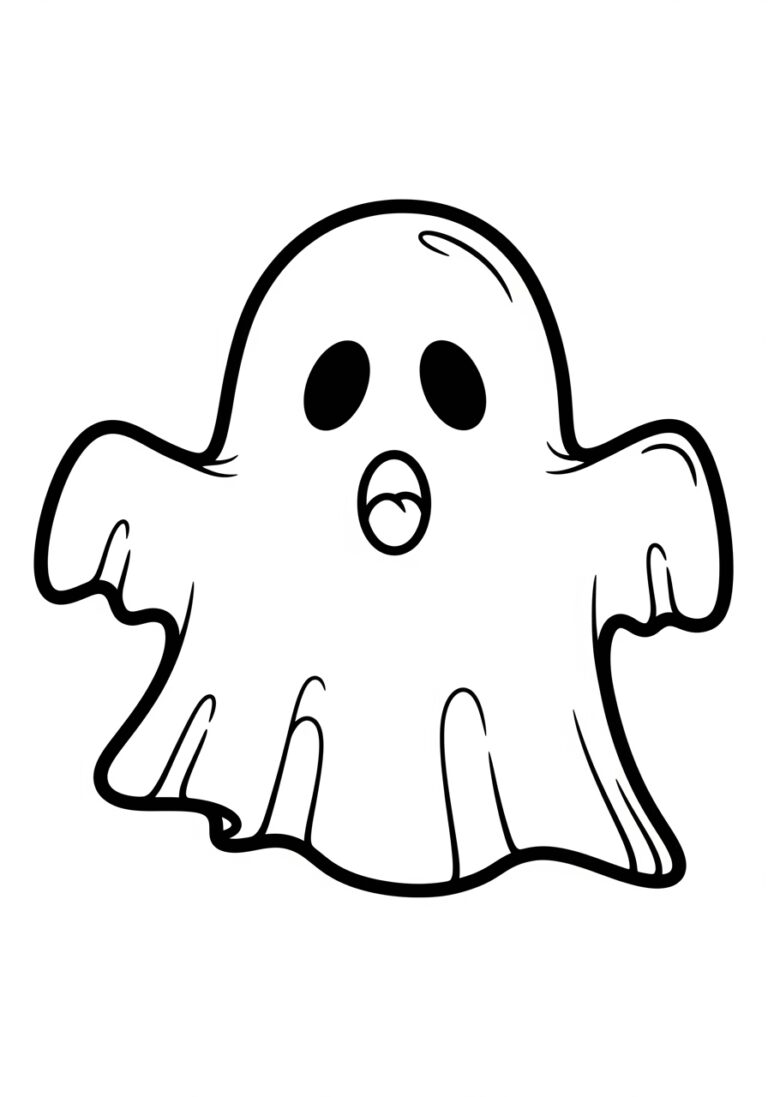 Simple Outline Ghost Coloring Page for Preschool
