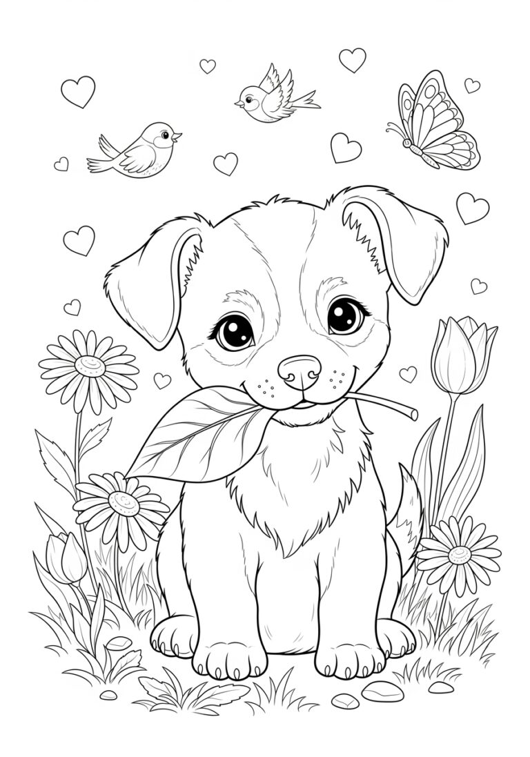 Small Puppy Coloring Page