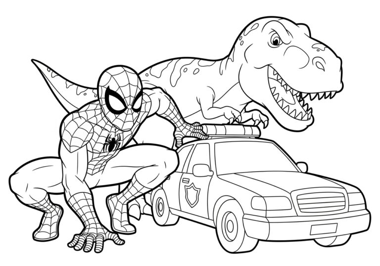 Spiderman Dinosaur Coloring Page