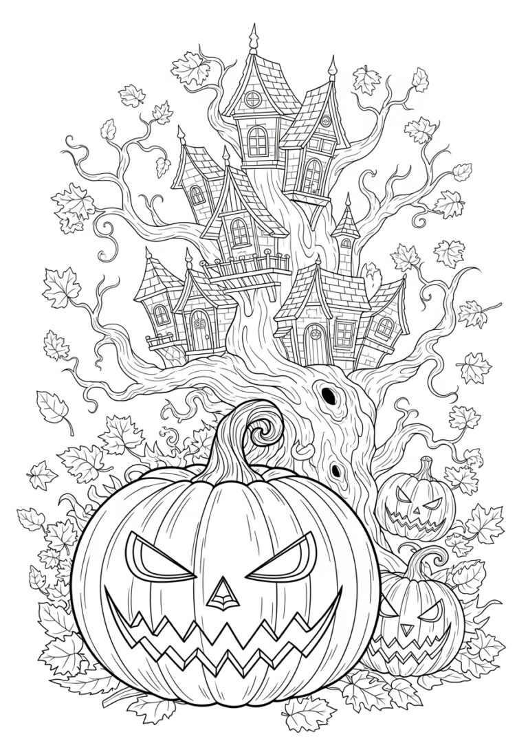 Spooky Halloween Coloring Page to Print Out and Color