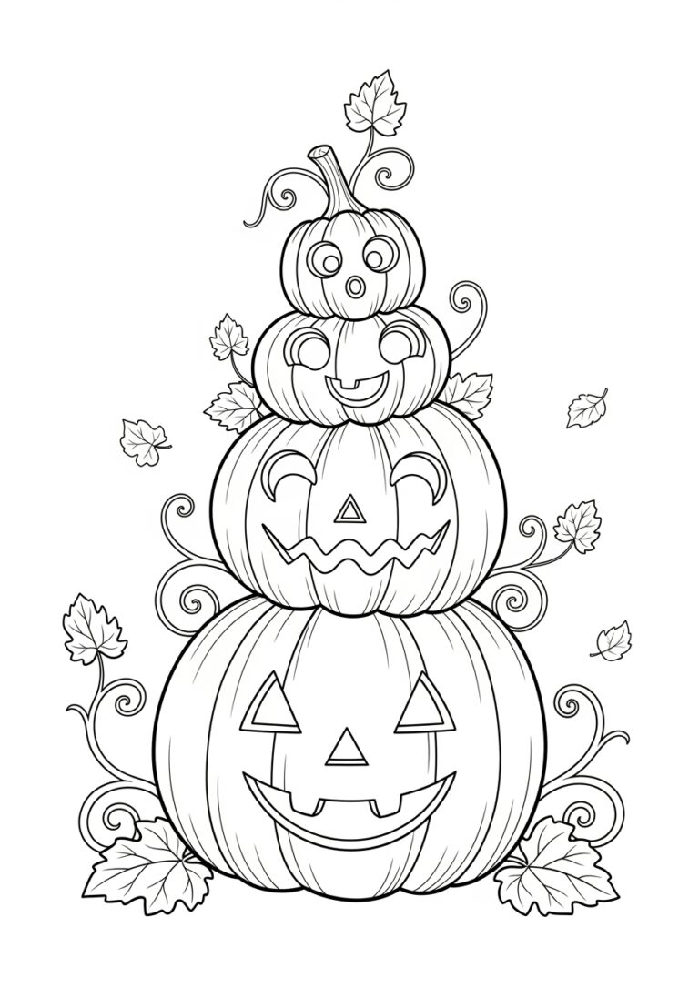 Stacked Pumpkin Coloring Page