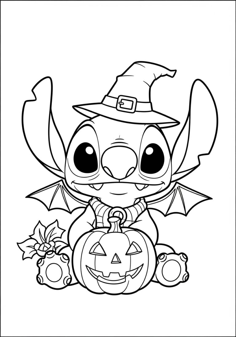 Stitch Halloween Coloring Page