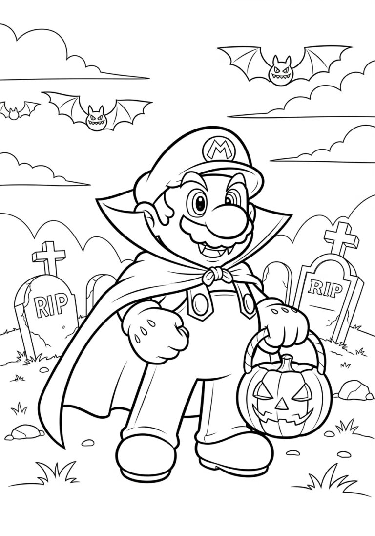 Super Mario Halloween Coloring Page