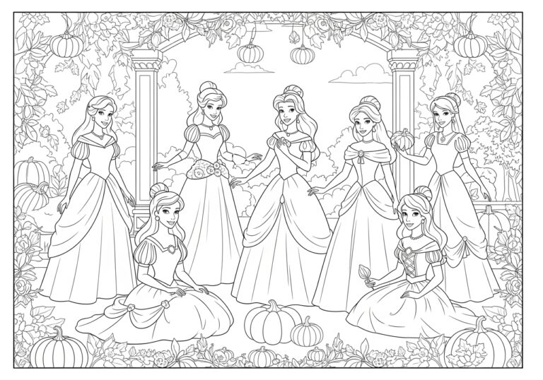 Thanksgiving Princess Coloring Page