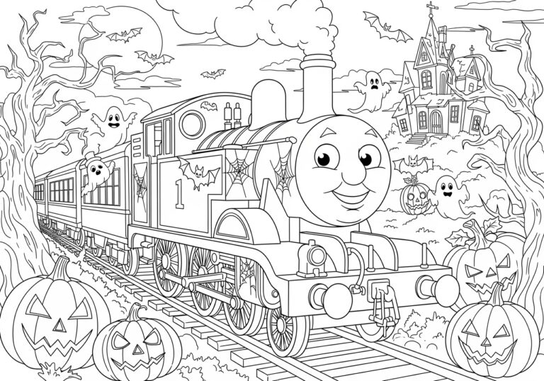 Thomas Halloween Coloring Page