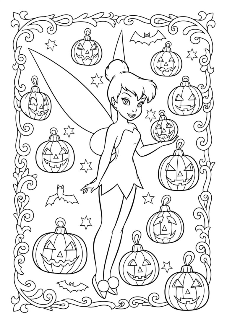 Tinkerbell Halloween Coloring Page