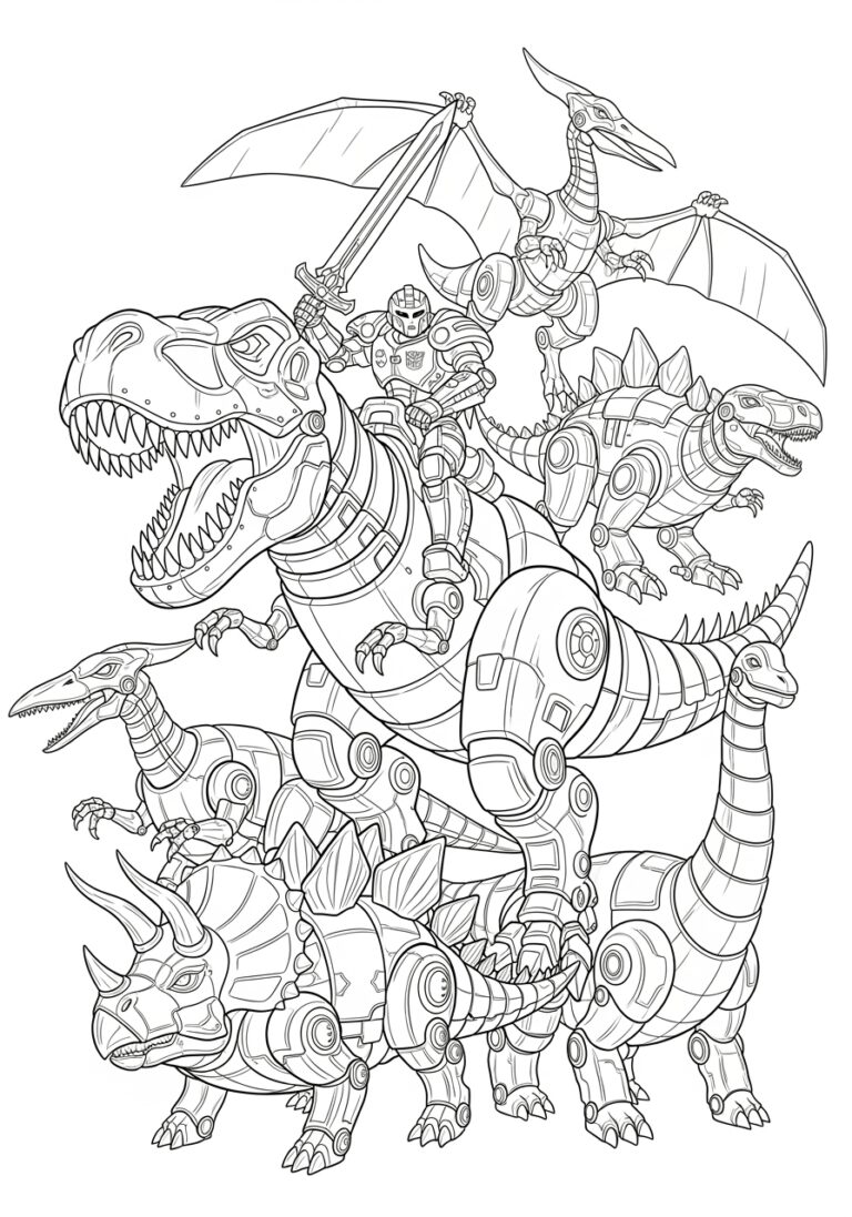 Transformer Dinosaur Coloring Page